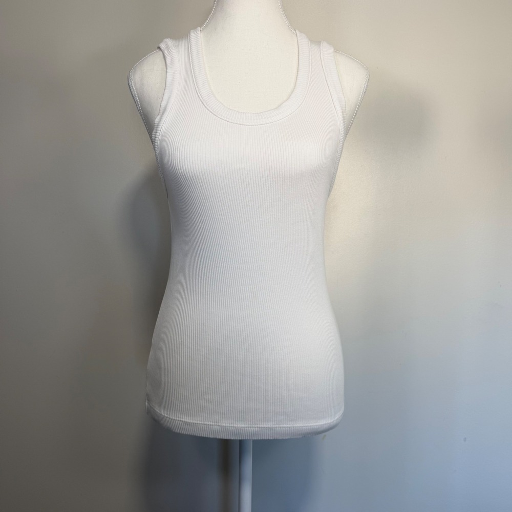 AGOLDE Ribbed Scoop Neck Tank Top Womens Size M White Quiet Luxury